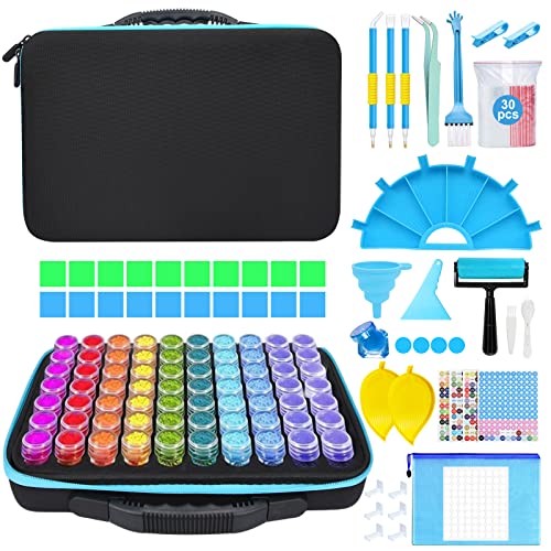 YUTUY Diamond Painting Kit Completo,Diamond Painting Accesorios,70 Ranuras para Pintura de Diamantes,Organizador de Pintura de Diamantes 5D,Portátil,para Diamantes,Joyas,Manicura de Uñas