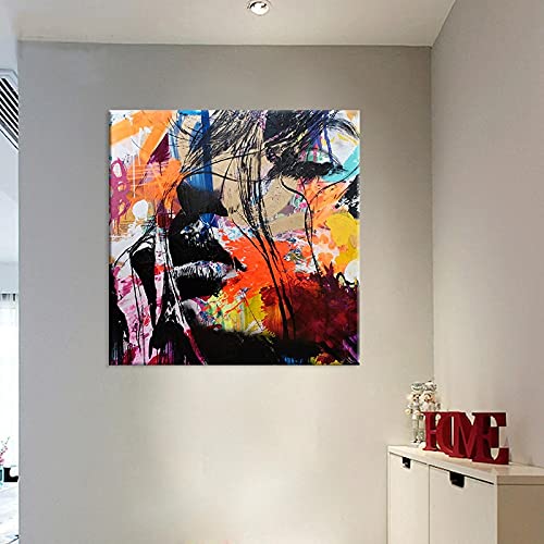 Pintura de retrato de Nielly Francoise, pintura de lienzo de cara abstracta, carteles e impresiones, imágenes artísticas de pared para decoración del hogar, 80X80cm sin marco