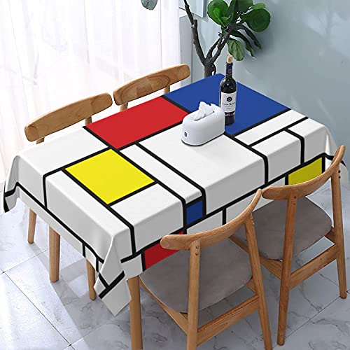 Mantel Mondrian Minimalista De Stijl Arte Moderno mesas rectangulares Reutilizables Cubierta de Comedor Cubierta de Mesa de poliéster 137X183CM