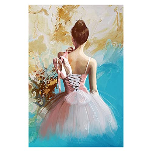 LINKGIN Home Cuadros en lienzo de arte de pared bailarina abstracta espalda elegante mujer chica carteles impresos modernos para la decoración de la entrada del hogar 60x40cm sin marco