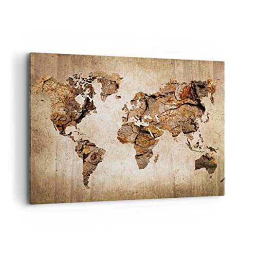 ARTTOR Cuadros sobre lienzo Mapa Del Mundo Continentes Viajes 100x70cm Lienzos decorativos Cuadros decoracion Cuadro salon Cuadros modernos Cuadros decorativos Wall art decorativo AA100x70-3590