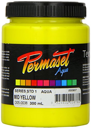 Permaset Aqua - Tinta para serigrafía textil (300 ml, ecológico, tinta amarilla)