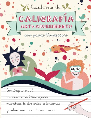 Cuaderno de Caligrafía Anti-Aburrimiento con Pauta Montessori: Libro de Caligrafía Divertida con Adivinanzas en Letra Ligada Escolar para Niños y Niñas de Primaria.