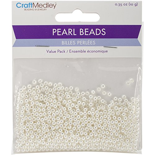 CraftMedley 850 cuentas de perlas acrílicas, 3 mm, color marfil