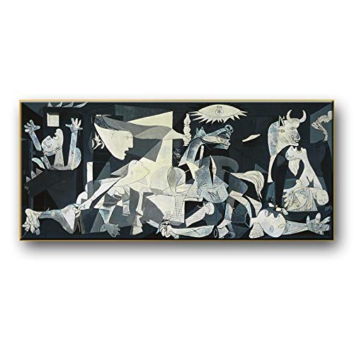 El famoso arte de la pintura al óleo de Picasso Guernica. Cuadros abstractos modernos copiados sobre lienzo. Láminas y carteles decorativos de pared 75x150cm (30x59in) Con Marco