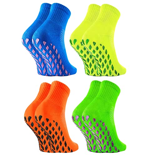 Rainbow Socks - Mujer Calcetines Antideslizantes de Deporte Brillantina - 4 pares - aciano verde amarillo anaranjado - Talla 36-38