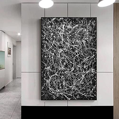 IKYE Famoso Arte Mural. Cuadros Abstracta Moderna de Jackson Pollock. Jackson Pollock (Número 7). Impresiones en Lienzo. Cuadros Decorativos Salón. 50x80cm (19.6x61.5in) Sin Marco