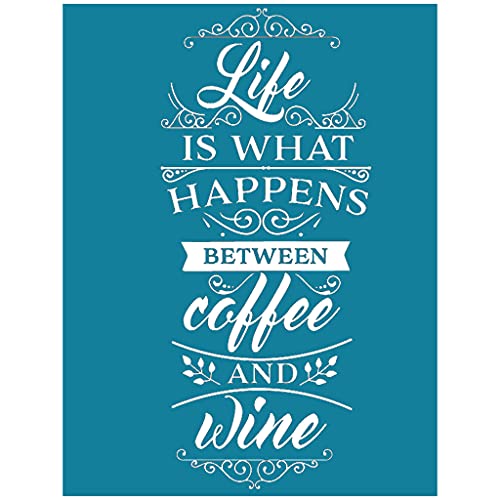 La vida es lo que ocurre entre café y vino. Plantilla para serigrafía autoadhesiva Transferencia de malla para camisetas DIY plantillas para serigrafía