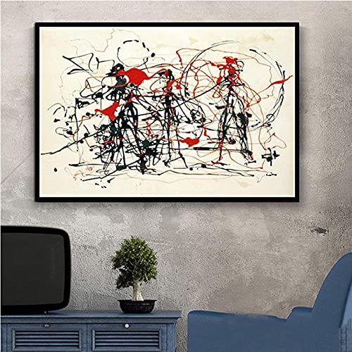 Pei-wall art, Impresión en lienzo 70x140cm sin marco maestro Jackson Pollock pintura de personajes abstractos póster réplica cuadro de arte de pared decoración del hogar Cuadros