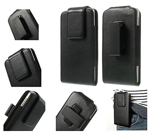 DFV Mobile - Magnetic Leather Holster Case Belt Clip Rotary 360º for Pelephone Gini W5 - Black