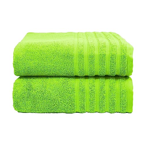 DALINA Textil - Juego de Toallas de baño 100% algodón - Toalla de Ducha 140x70cm 500gr/m2 - Toallas de Colores Resistentes, Juego de 2 Unidades - Verde Lima