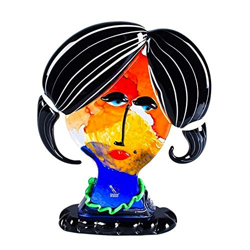YourMurano Escultura de cristal de Murano, inspirada en Picasso, cabeza femenina, multicolor, hecha a mano, vidrio soplado, moderno, 100% marca de origen garantizada, Bucaneve
