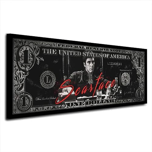 Artedinoi - Cuadro moderno Dólar Tony Montana Scarface Pop Art Style, Al Pacino impresión sobre lienzo hermosa XXL