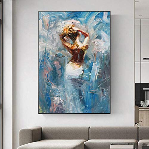 Rumlly Pintura en lienzo con espalda de mujer abstracta, pósteres e impresiones artísticos famosos, cuadro de arte de pared para sala de estar, decoración del hogar, 70x100cm sin marco