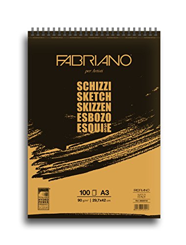 Cuaderno de espiral tamaño A3, para dibujo, color blanco, de la marca Fabriano