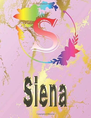 Siena: Personalized Name Sketchbook.Monogram Initial Letter S Journal. Siena Cute Sketchbook on Pink Marble Cover , Blank Paper 8.5 x 11 ,Great For ... Sketching, Crayon Coloring and colored pencil