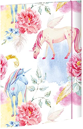RNK 45327 - Carpeta de dibujo con diseño de unicornio (310 x 440 mm, DIN A3, con cierre de goma, 1 unidad)