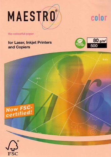 Maestro - Papel para fotocopiadora (80 g, A3, 500 hojas), color pastel, color salmón