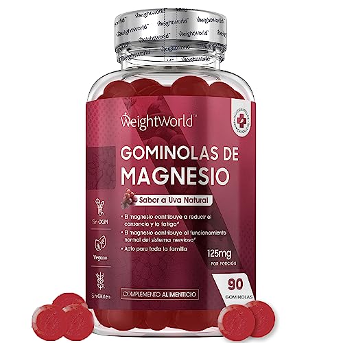 Gominolas de Citrato de Magnesio 125 mg - 90 Gominolas Veganas Con Delicioso Sabor a Uva - Suplemento de Magnesio para Niños y Adultos - Sin Gluten y Sin Lactosa - 1 Mes y Medio de Suministro