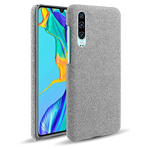 Suhctup Compatible con Huawei P10 Funda de Tela Tejida de Color Sólido TPU Forrada Premium de Carcasa Simple Moda Antideslizante Antigolpes Anti-arañazos Protección Caso（Gris Claro）