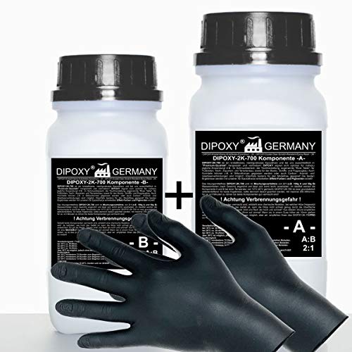 3 kg Resina epoxi 2C + guantes, dos componentes Madera Cristal Transparente para laminar Resina de epoxy para mesa suelo Terra Acuario Formas Diseño UV Estable adhesivo