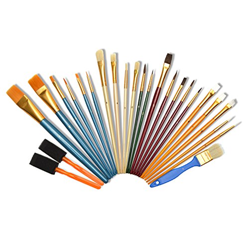 Artina Set de Pinceles de 25 Piezas - Diversos Tipos de Pinceles de esponjas y cerdas - Ideal para Todo Tipo de Pintura y Arte