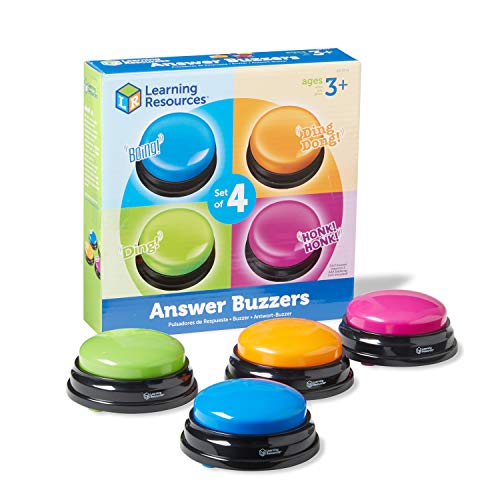 Learning Resources Botones de respuesta (set de 4), pulsadores de colores, juegos infantiles, material profesor
