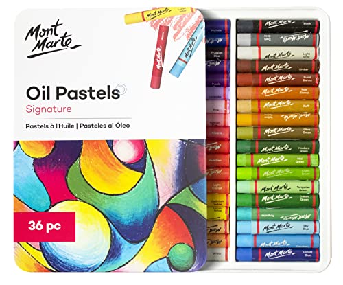 MONT MARTE Pasteles al Oleo Set – 36 Piezas – Pasteles para Pintar – Colores Intensos, Alta Pigmentación – Ideal para Pintar y Dibujar