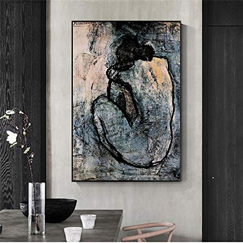 Pinturas abstractas de la lona de la espalda de las mujeres desnudas de Pablo Picasso Carteles famosos e impresiones Imagen del arte de la pared para la decoración del hogar 70x100cm sin marco