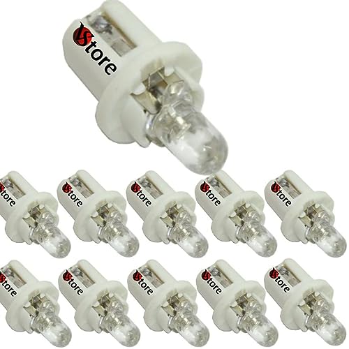 10 bombillas LED T5 B8.5D para salpicadero, cuadro de mando, color blanco, 12 V