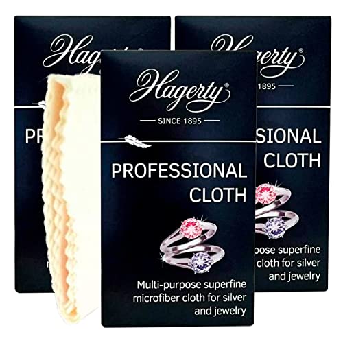 Hagerty Professional Cloth, Gamuza Profesional de microfibras superfina de 24x30 cm sin Productos químicos. para pulir y Limpiar Todo Tipo de Joyas de Plata, Oro, Platino y Piedras Preciosas