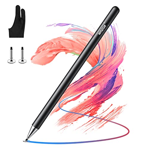 WOEOA Lapiz para Tablet, Lápiz Stylus Capacitivo Universal con Dibujo Guante Stylus Pen, Bolígrafos Digitales para Pantalla áctil iPad, Samsung, Teléfonos Móviles (Negro)