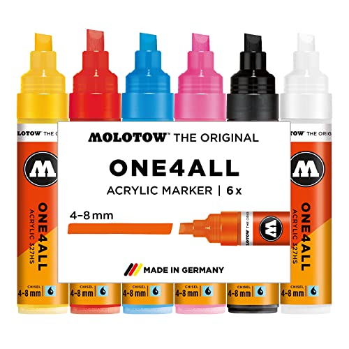 Molotow mo200280 acrílico Marcador one4all 327HS, funda Basic Juego de 1, 4 – 8 mm, 6 unidades)