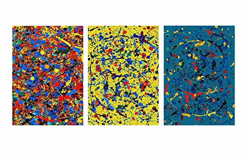 YIMINGART 3 piezas Jackson Pollock Abstract Giclee Cuadros Lienzos Salon-Cuadros Lienzos-Famosas Arte Fino Póster-Decoración de Pared-Posters Para Pared 30x45cm(12x18inch) Sin marco