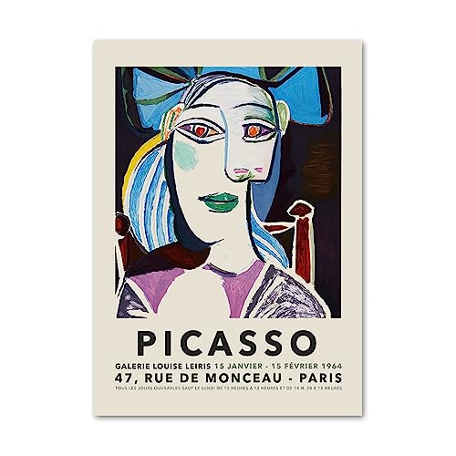 OQOPO Pablo Picasso Póster Cubismo Retrato Lienzo Arte de la pared Pablo Picasso Impresiones Pablo Picasso Pintura Cuadros abstractos para la decoración del hogar 50x70cm Sin marco