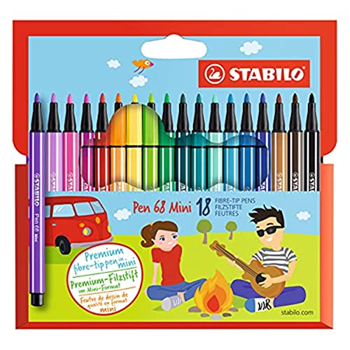 Rotulador STABILO Pen 68 mini - Estuche de cartón con 12 colores