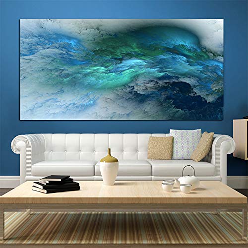 LucklyingBao Impresiones sobre Lienzo，Abstract Colors Unreal Canvas Art Wall Art Painting Green Cloud Modern Art Print Painted Large Home Decor Wall Picture For Living Room No Frame 30 × 60Cm
