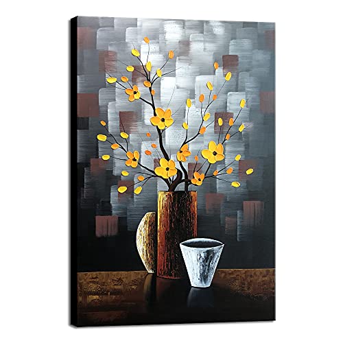 Wieco Art - Silent Beauty Modern 100% Hand-painted Artwork Contemporary Abstract Flower Oil Paintings on Canvas Wall Art for Wall Decorations Home Decor by Wieco Art