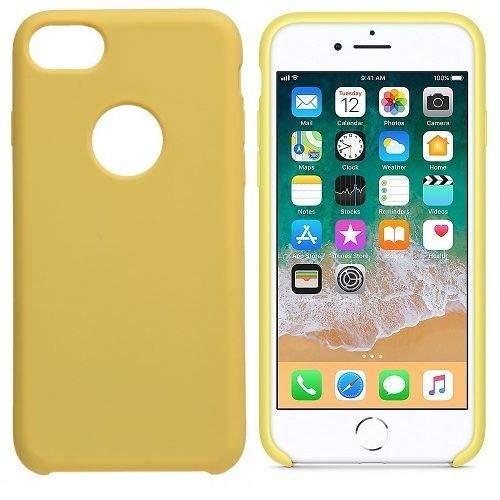 CABLEPELADO Funda silicona compatible con iPhone 7 agujero logo textura suave Amarillo claro