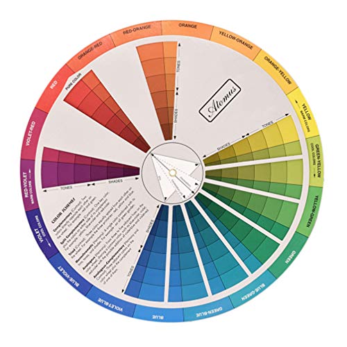 HEALLILY Rueda de color portátil, útil círculo cromático, colores mixtos, herramienta de guía de colores, tarjeta de aprendizaje de color, tarjeta de aprendizaje de color para tatuajes