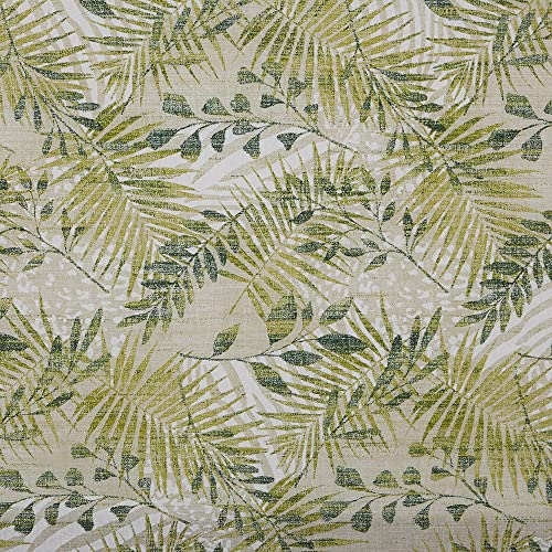 Kt KILOtela - Tela de Loneta Estampada, Decoración, Tapizar, Cojines, Cortinas, Colchas, Bolsos, Manteles, Retal de 100 cm Largo x 280 cm Ancho, Tropical, Botánico, Hojas, Verde - 1 Metro