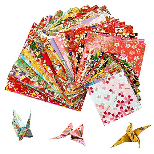 MOOKLIN ROAM Papel para papiroflexia 60 hojas Papel de Origami Diferentes patrones Papel japonés Cuadrado Papel PlegableSolo lado Para Proyectos de Artes Bricolaje y Oficios,3 tamaños,Color Aleatorio