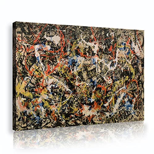 OUSHION ART Jackson Pollock Convergence, 1952 Radical Splash Style Canvas Print Abstract Colourful Artwork Picture for Home Office Decor 60x90cm innerframe