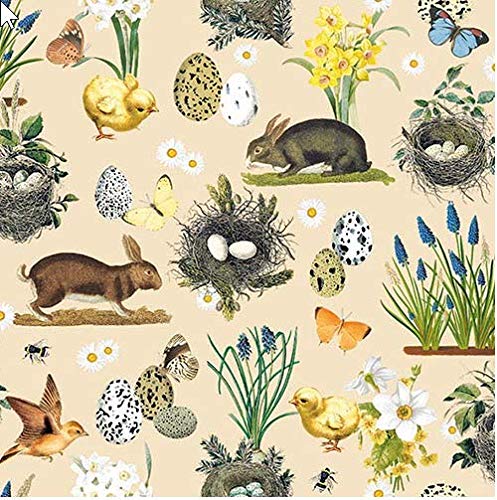 20 servilletas vintage de diseño de Pascua beige como decoración de mesa para primavera y Pascua y para manualidades con decoupage, 33 x 33 cm