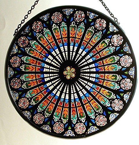 Pintado a mano decorativo vitral en una colada/Mountain estrasburgo 'Rosace' Diseño