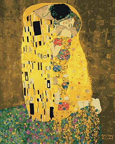 ARTNAPI Pintura por números, para adultos y niños, kit con marco, 40 x 50 cm (El beso (Gustav Klim)), pintura al óleo sobre lienzo regalo, muy divertido y relajante, antiestrés y aprender a pintar
