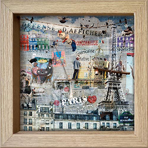 International Graphics - Postal enmarcada - Maïlo/M-L Vareilles - ''Les peintres de graffitis: Paris''- 16 x 16 cm - Marco disponible en 4 colores - Color del marco: Madera/Natural - Serie LUNA