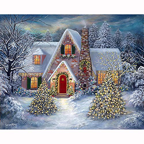 Rails Casa de Nieve de Navidad Acuarela por Numeros 15.6x19.5 Pulgadas Cuadros Numeros Pinturas para Principiantes sobre Lienzo Enrollado(Sin Marco)