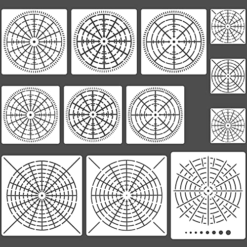 12 Plantillas de Pintura de Puntos de Mandala Plantilla Reutilizable de 3,5/ 5,1/ 5,8/ 7,9 Pulgadas Plantilla de Mandala de Segmento para DIY Azulejo de Pared Papel Vidrio Metal, 4 Tamaños