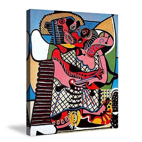 OZOTIC 90x117cm(35x46inch),Enmarcado Pablo Picasso El beso Animal Humano Cuadro Moderno Enmarcado Lienzo Arte de Pared Decoración Sala de Estar Oficina Decoración del Hogar Regalo Listo para colgar